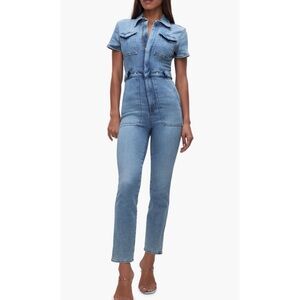 Good American Light Blue Denim Jumpsuit